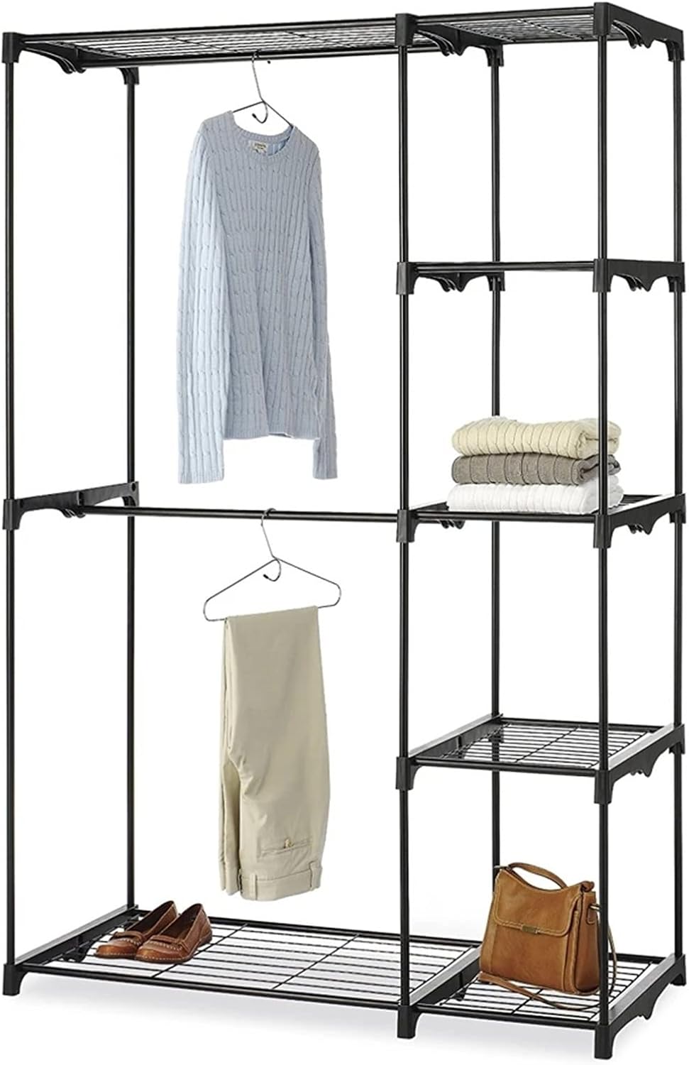 Portable Closet Portable Practical Five-Tier Wardrobe Clothing Garment Rack, Without Cloth Cover Wardrobe Closet Organizer