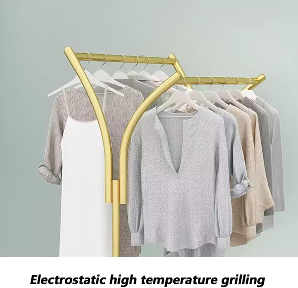 Clothes Racks - Rack For Hanging Clothes Retail Display - Floor Standing Metal Garment Rack - Double Pole Coat Rack, Freestanding Garment Rack, For Bedroom,Home,Office,Indoor(Color:Floor standing 150x