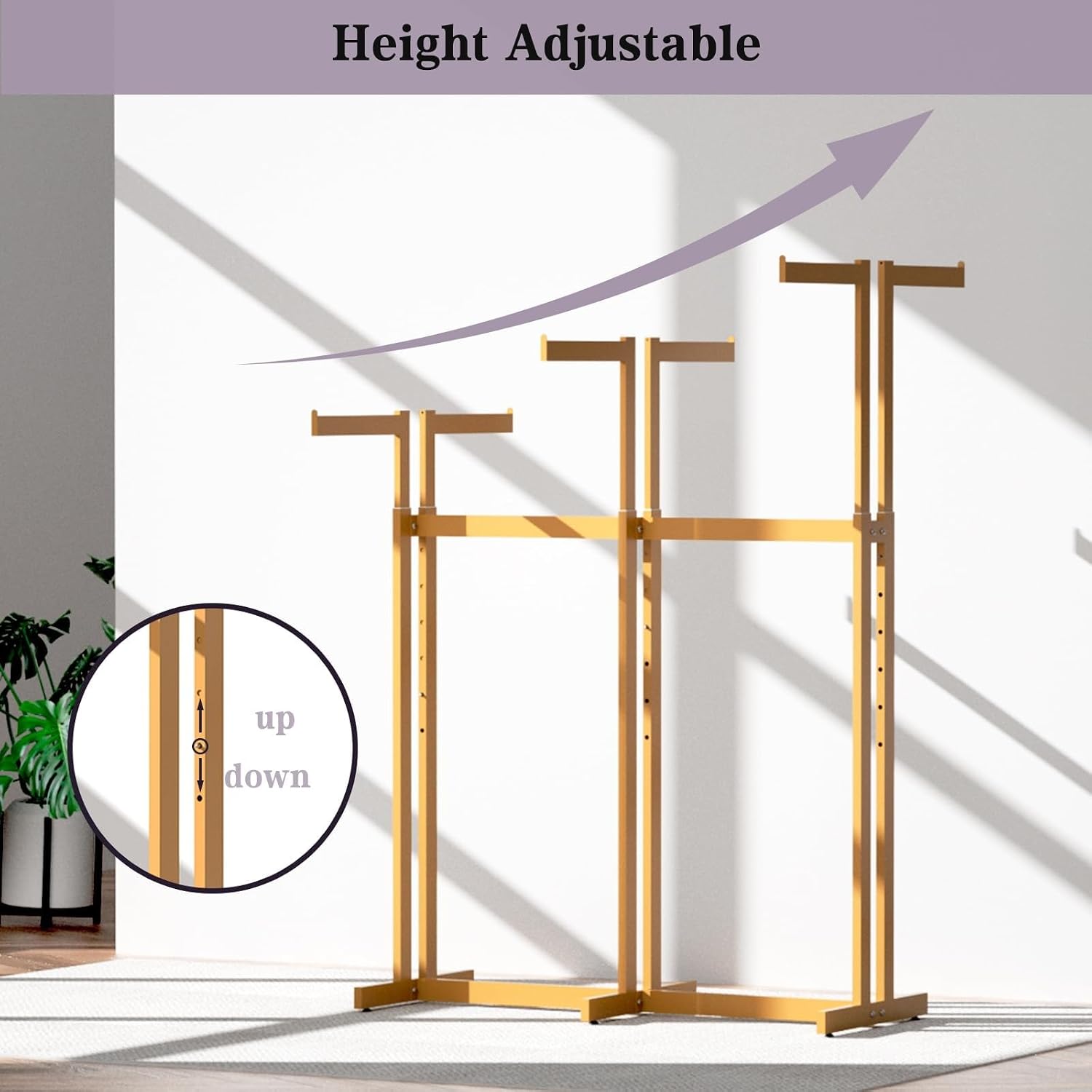 Clothing Racks - Metal Garment Racks for Retail Display Hanging Clothes, Heavy Duty Gold Commercial Clothing Display Rack with Wheels, FreeStanding (White