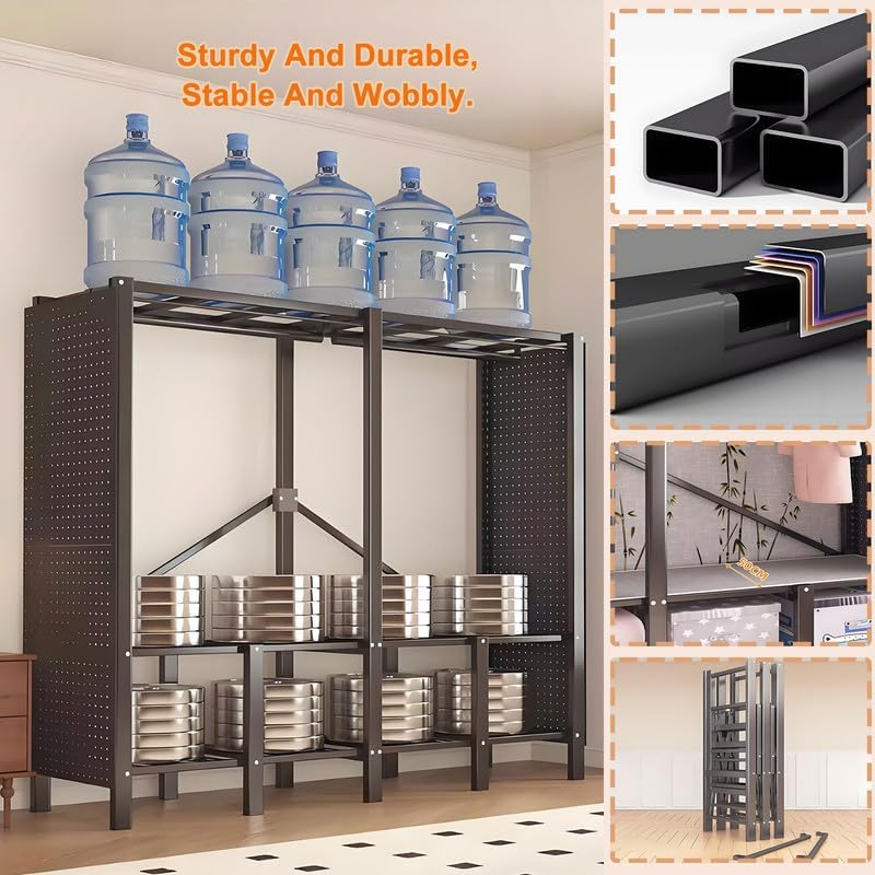 49.2in Heavy Duty Clothes Rack with Black Cover Foldable Covered Clothes Rack for Hanging Clothes Portable Wardrobe Closet System Freestanding Coat Storage Garment Racks for Bedroom (Black, 49.2in)
