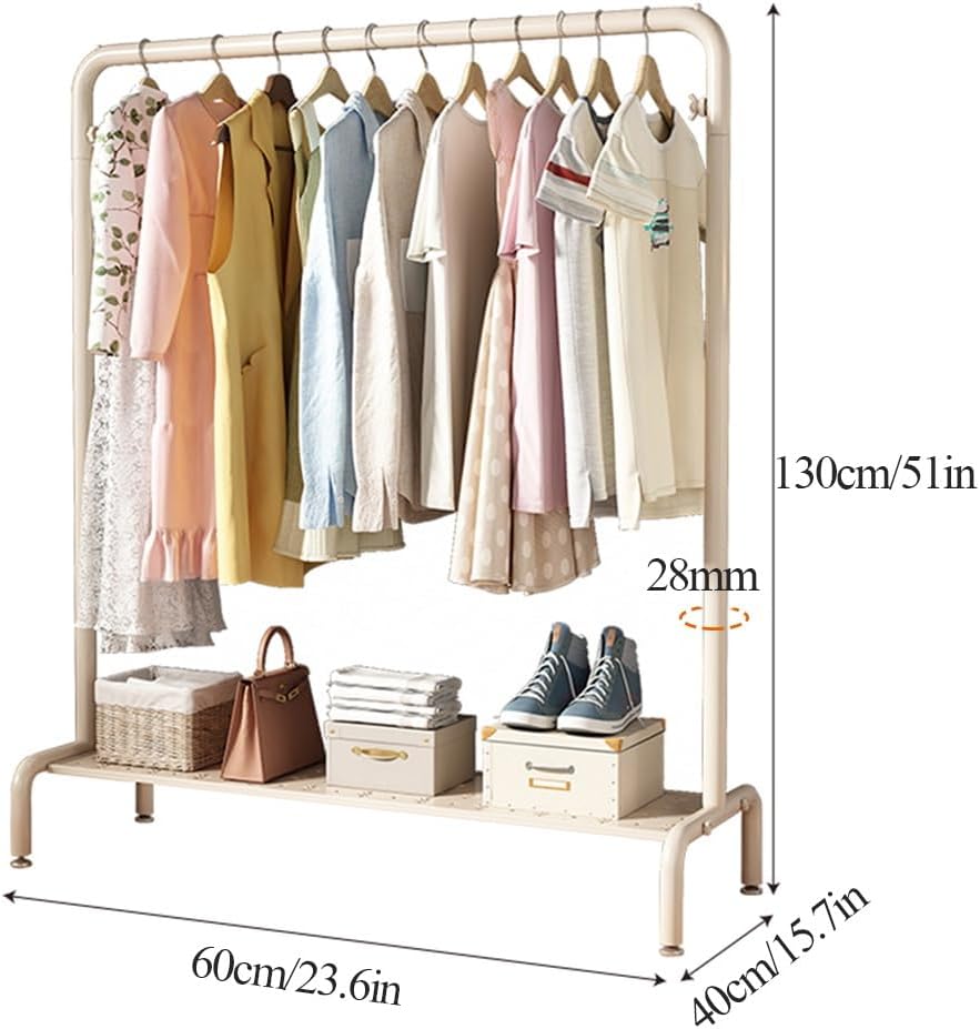 Fashion Clothing Garment Rack, Freestanding Clothes Rail with Metal Shelf, Clothes Organization for Bedroom, Laundry Room, Boutique, Adjustable Feet(60x40x130cm)