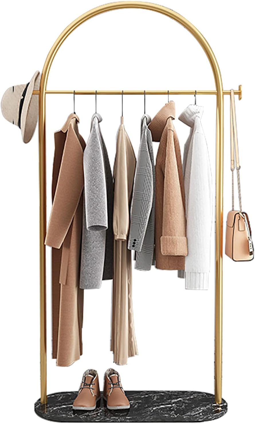 Metal Garment Rack with Bottom Storage Shelf for Bedroom Living Room Freestanding Clothes Rack for Coats Skirts Shirts and Sweaters Portable Clothing Storage Black/Gold/W,C 80cm