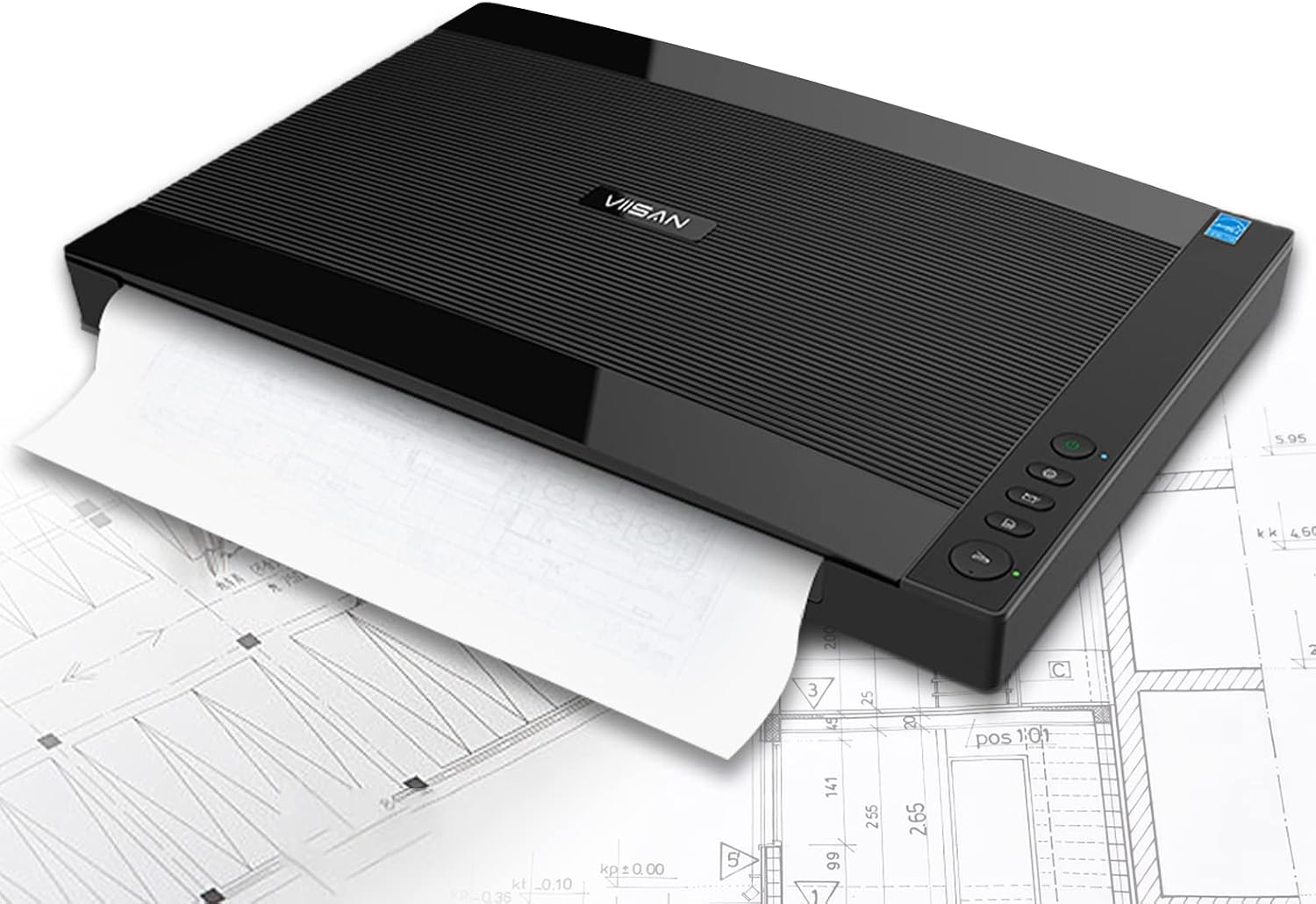 VIISAN VF3240 A3 Scanner - Fastest 4-Second Scan (200dpi, A3 Color), 2400 DPI High Resolution, Frameless Auto-Scan for CAD & Business