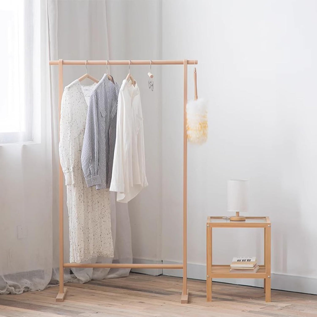 Heavy Duty Coat Rack, Garment Rack Solid Wood Clothes Rail for Hanging Clothes, Freestanding Clothing Rack for Bedrooms and Hallways, Space Saving Coat Rack, Large Capacity Clothes Organizer (73X40X
