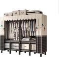 Portable Wardrobe Closet Rack - Foldable Portable Closet Wardrobe Rack - 1100lbs,Heavy-Duty Foldable Garment Rack with Cover，Freestanding Clothes Organizer System (Size : 190 * 50 * 170cm)