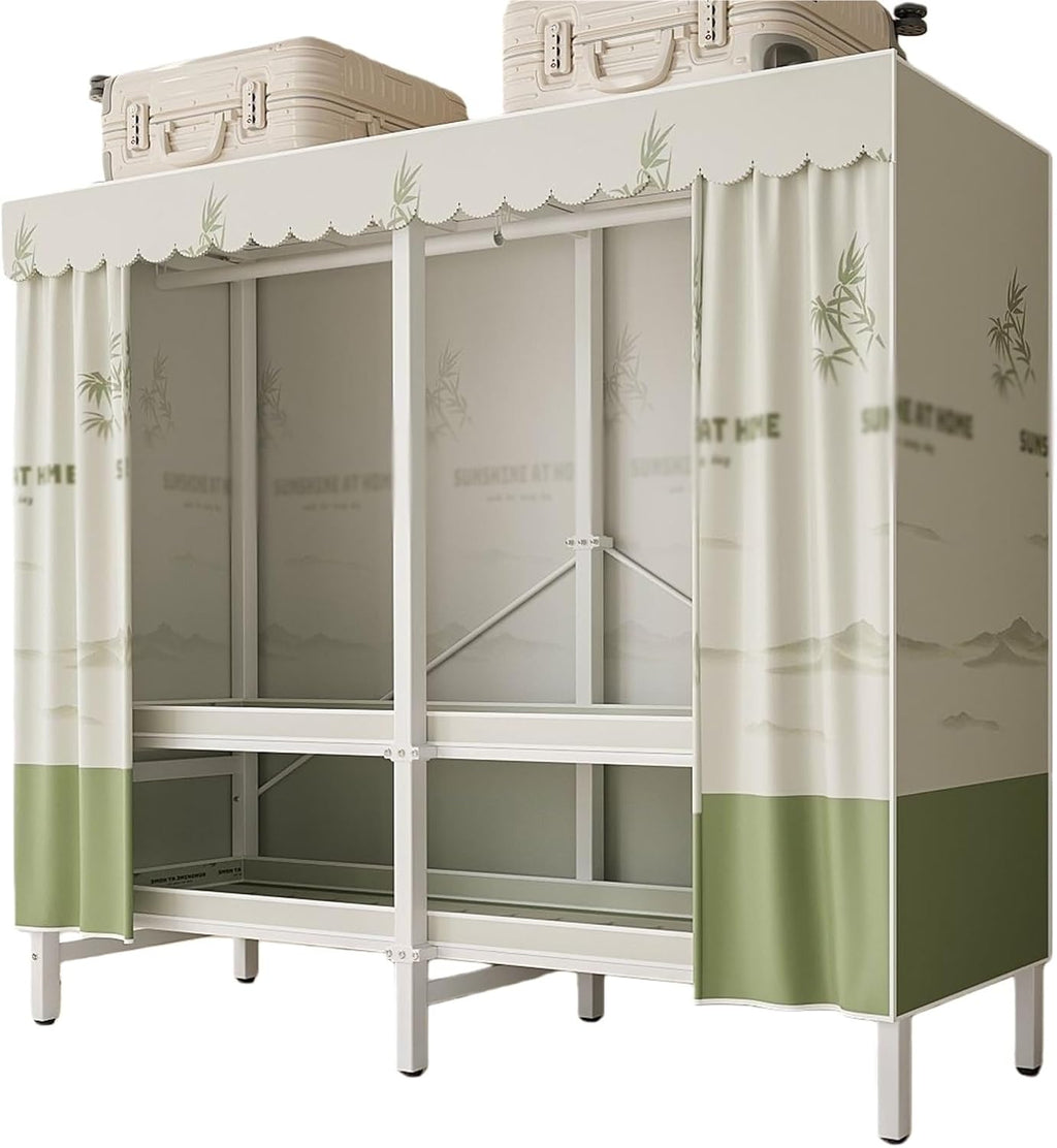 Foldable Clothe Rack With Cover,Portable Closets,Heavy-Duty Portable Closet Wardrobe,Freestanding Garment Rack,for Hanging(Green,216 * 170 * 50)