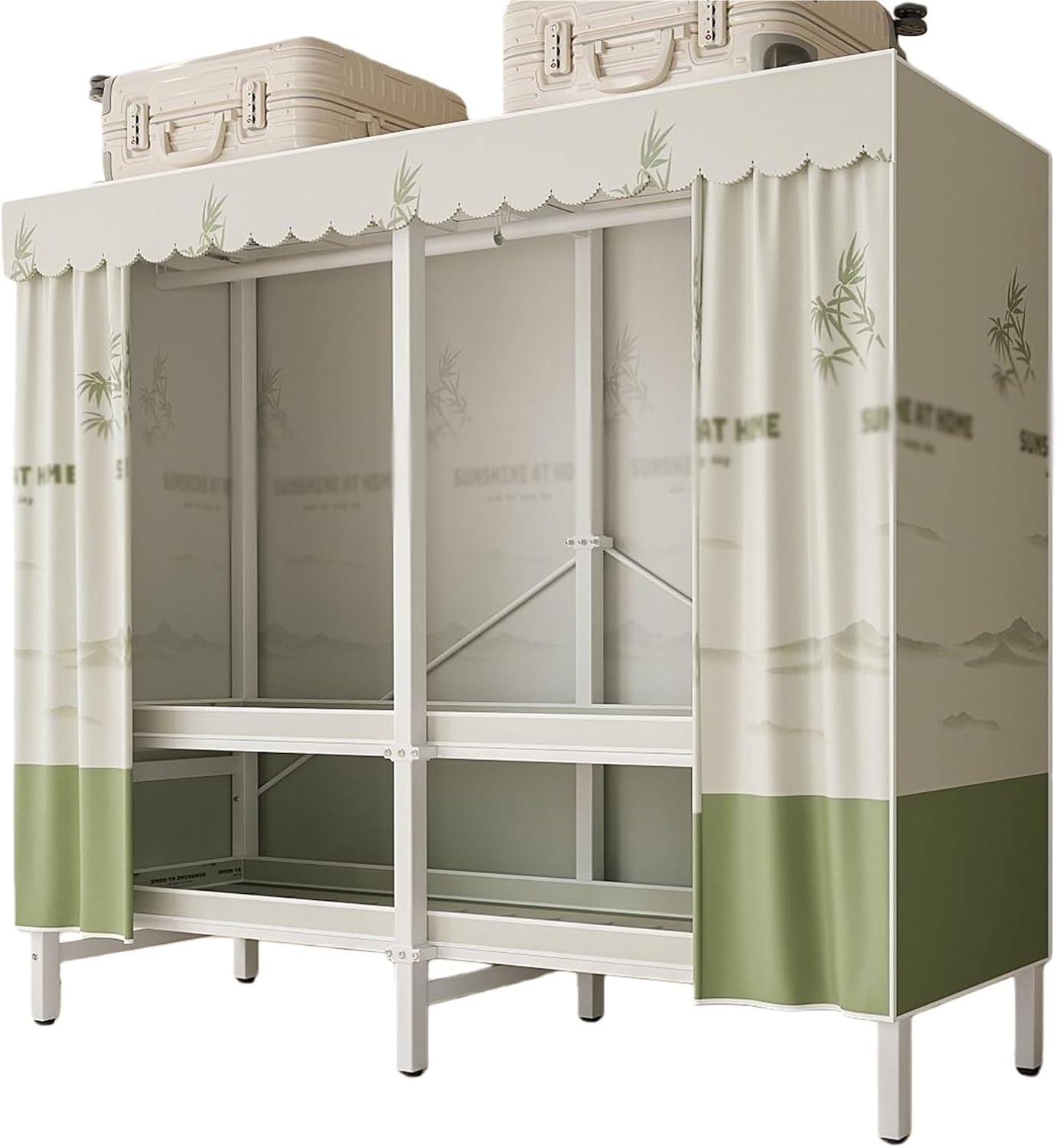 Foldable Clothe Rack With Cover,Portable Closets,Heavy-Duty Portable Closet Wardrobe,Freestanding Garment Rack,for Hanging(Green,216 * 170 * 50)