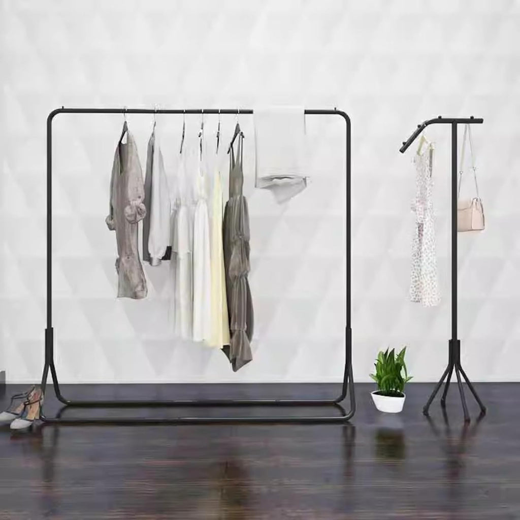 Heavy duty Garment rack Black Metal Clothing Rack For Hanging Clothes Heavy Duty Clothes Rail For Bedroom Freestanding Clothing Store Display Rack Single Rail Drying Rack Clothes Organizer ( 120X40X1