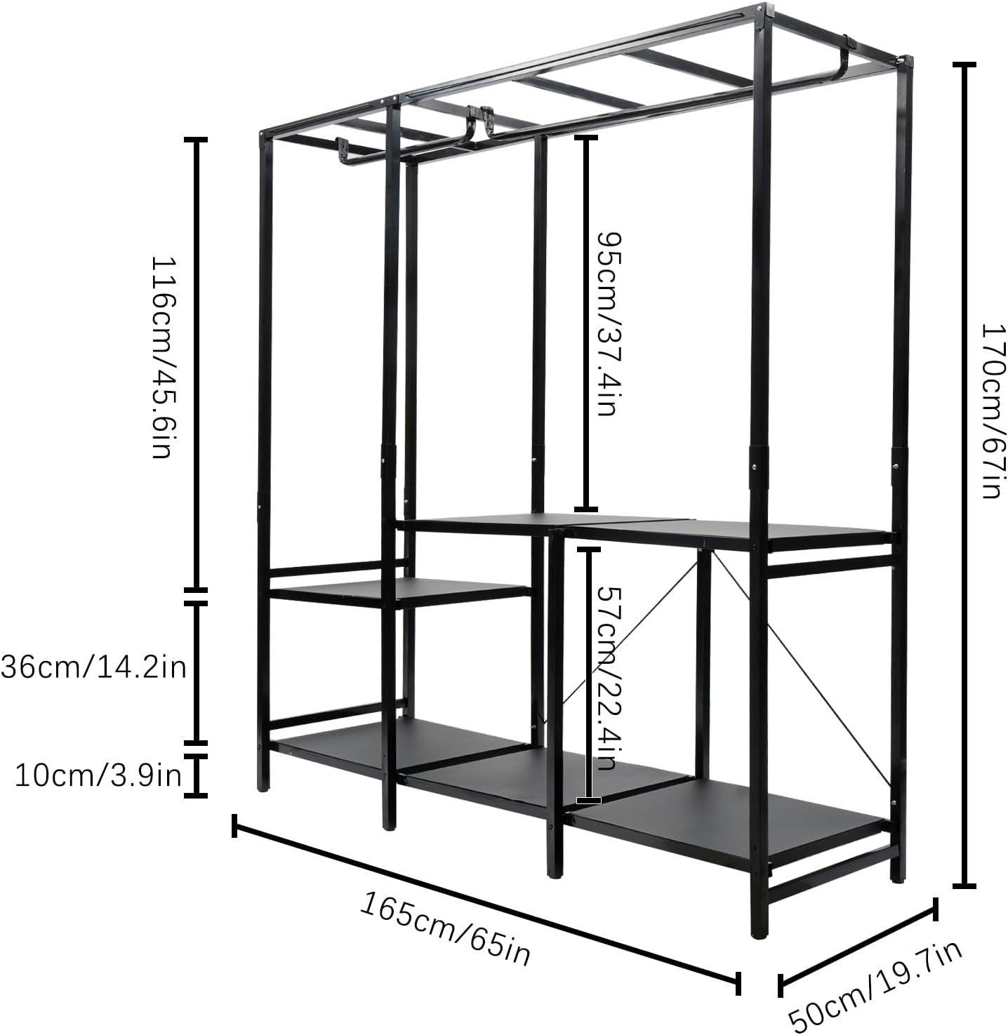 Garment Racks,Clothing Rack for Hanging Clothes with Shelves,Portable Closet System Organizer Garment Rack for Clothes Storage,Free Standing Wardrobe Clothes Organizer,Clothes Rack with Cloth Cover