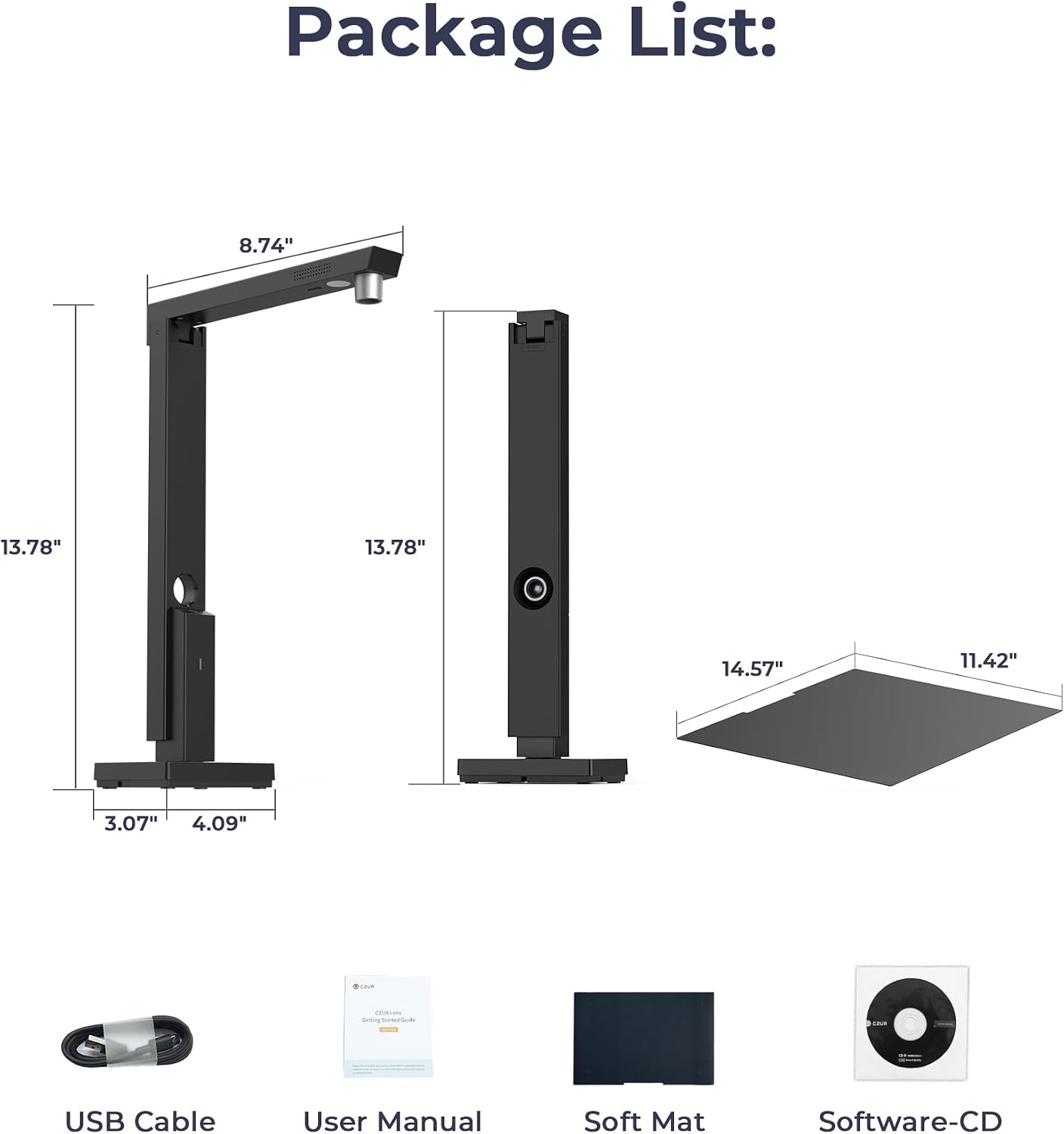 CZUR Portable 12MP Document Scanner, USB Document Camera, Fast Scan 1s/Page, Capture Size A4, OCR Function, Travel-Friendly Mobile Scanner for Mac & Windows, Lens1200 Pro (Not for Books)