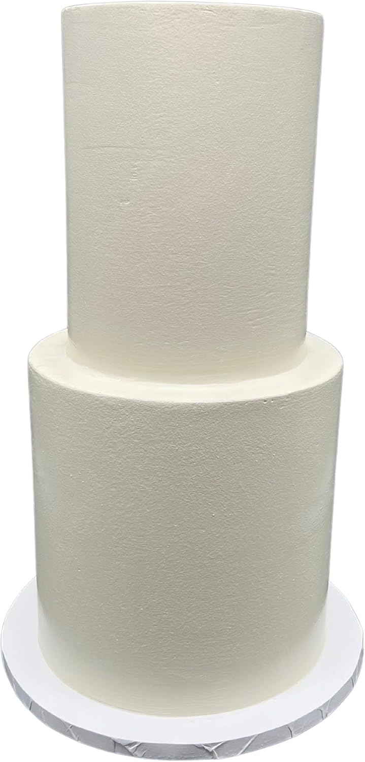 FromJennWithLove 2 Tier Fake Wedding Cake, 16' Tall Handcrafted Ivory Display Cake – 4-Day Artisan Process, Made in USA – Reusable Centerpiece for Weddings & Special Events