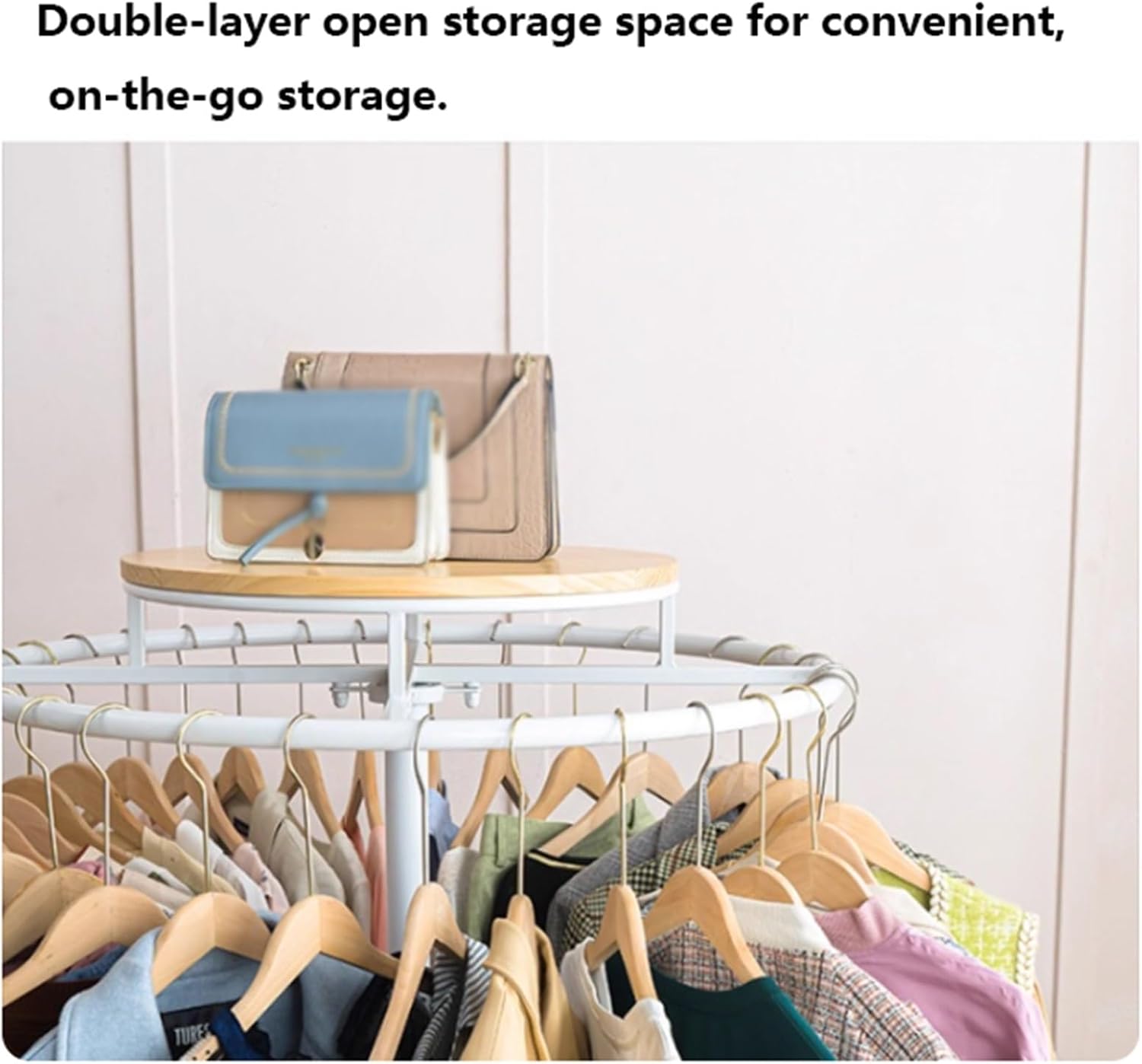 Freestanding Garment Rack, Metal, Commercial Clothes Display Stand, Heavy Duty, 360° Rotating, for Retail Boutiques Home, Laundry Room, 53/59in(White,60 * 135cm)