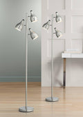 360 Lighting Trac Modern 64' Tall Standing Floor Lamps Set of 2 Lights Tree-Style Task 3-Light Adjustable Silver Metal Brushed Steel Finish Living Room Bedroom House Reading Office Home Decor Dining