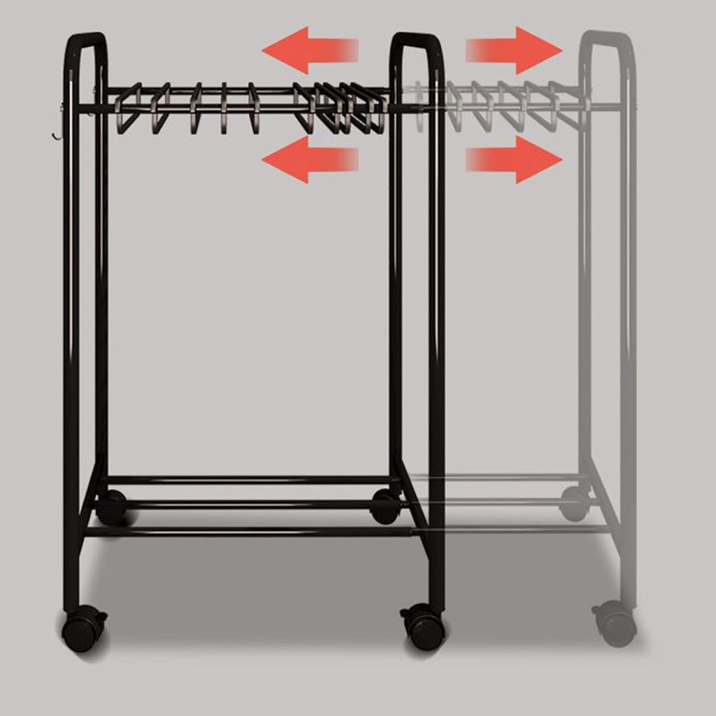Freestanding Garment Rack with Casters, 3-Tier Trouser Hanger Storage, Movable Clothes Rack for Bedroom, Multifunctional Slacks Organizer, Stylish White Design