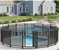 Metal Swimming Pool Fence 36ft (L) × 40in (H), 14 Panels & 2 Gates, In-Ground Pool Safety Fence with Reinforced Stakes, for Patios & Gardens, Black-Silver