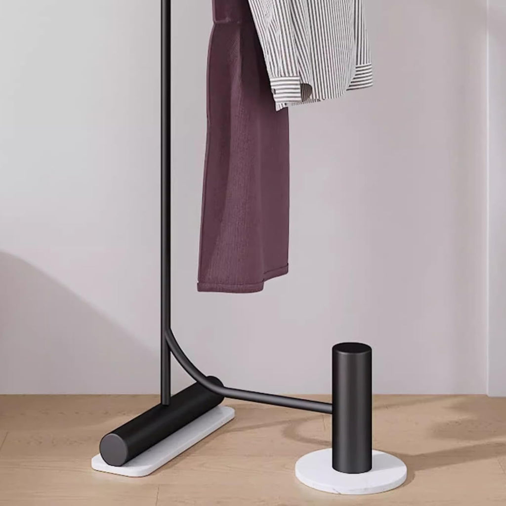 Heavy duty Garment rack Heavy Duty Clothing Rack With Marble Base, 2-in-1 Multifunctional Metal Coat Rack With 2 Hooks, Freestanding Space-saving Clothes Organizer For Bedroom And Office (Black )