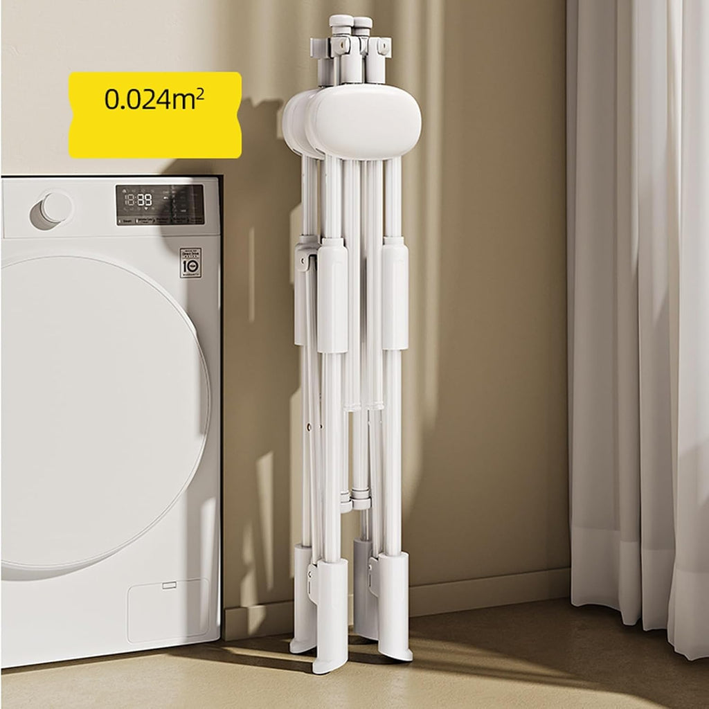Outdoor Clothes Drying Rack - Adjustable & Foldable Metal Garment Rack for Hanging Shirts, Coats, Skirts & Sweaters - Versatile Bedroom & Closet Organizer (White)