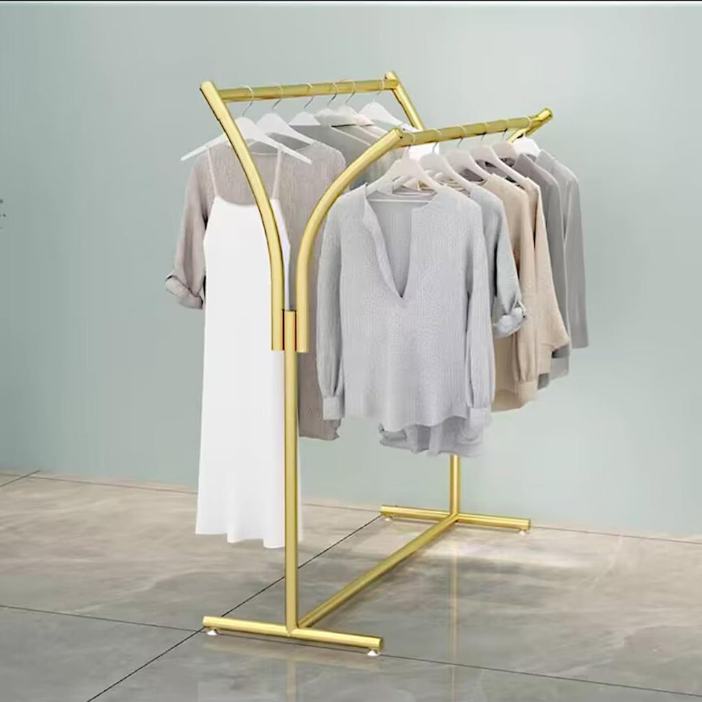 Clothes Racks - Rack For Hanging Clothes Retail Display - Floor Standing Metal Garment Rack - Double Pole Coat Rack, Freestanding Garment Rack, For Bedroom,Home,Office,Indoor(Color:C 100x50x150cm)
