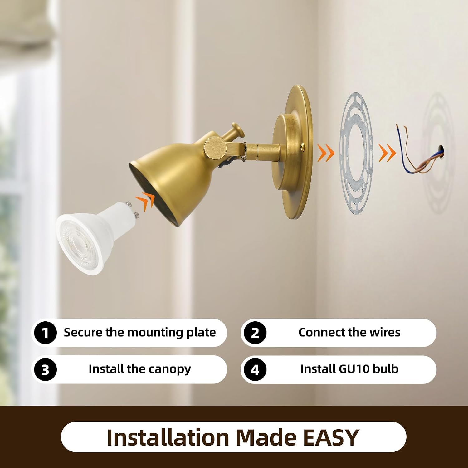 Gold Wall Sconces Set of 2 Hardwired - Brass Vintage Dimmable Indoor Small Bell Lights Fixtures Decor Set of Two for Bathroom Vanity Bedroom Bedside Hallway Living Room Kitchen Picture Lamp