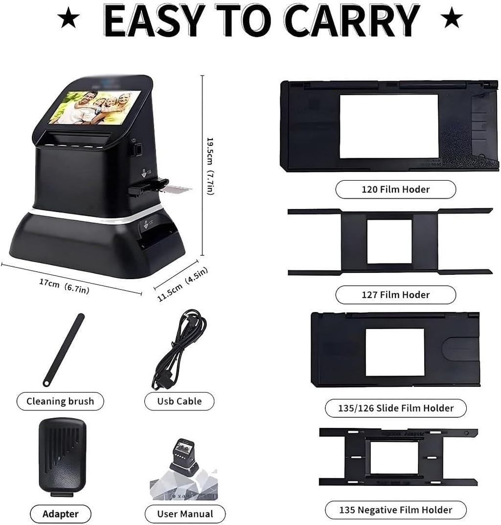 Professional 22MP 35mm & 120 Medium Format Film Scanner with 4.3' LCD High-Resolution Slide & Negative Digitizer No Computer Required