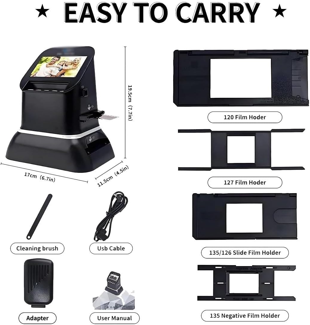 Professional 22MP 35mm & 120 Medium Format Film Scanner with 4.3' LCD High-Resolution Slide & Negative Digitizer No Computer Required