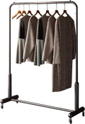 Heavy Duty Coat Rack, Garment rack Modern Heavy Duty Clothes Rail With Wheels, Rolling Clothing Rack For Hanging Clothes, Freestanding Coat Rack For Bedroom And Living Room (Black 150X40X155CM)