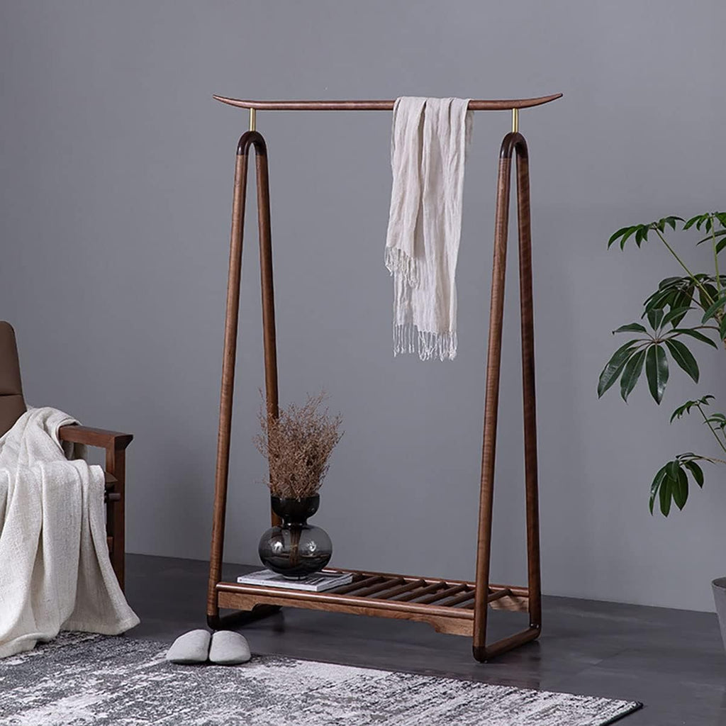 Heavy Duty Free-Standing Garment Rack, Solid Wood Clothing Rack with Hanging Rod, Multifunctional Hanging Clothes Rack