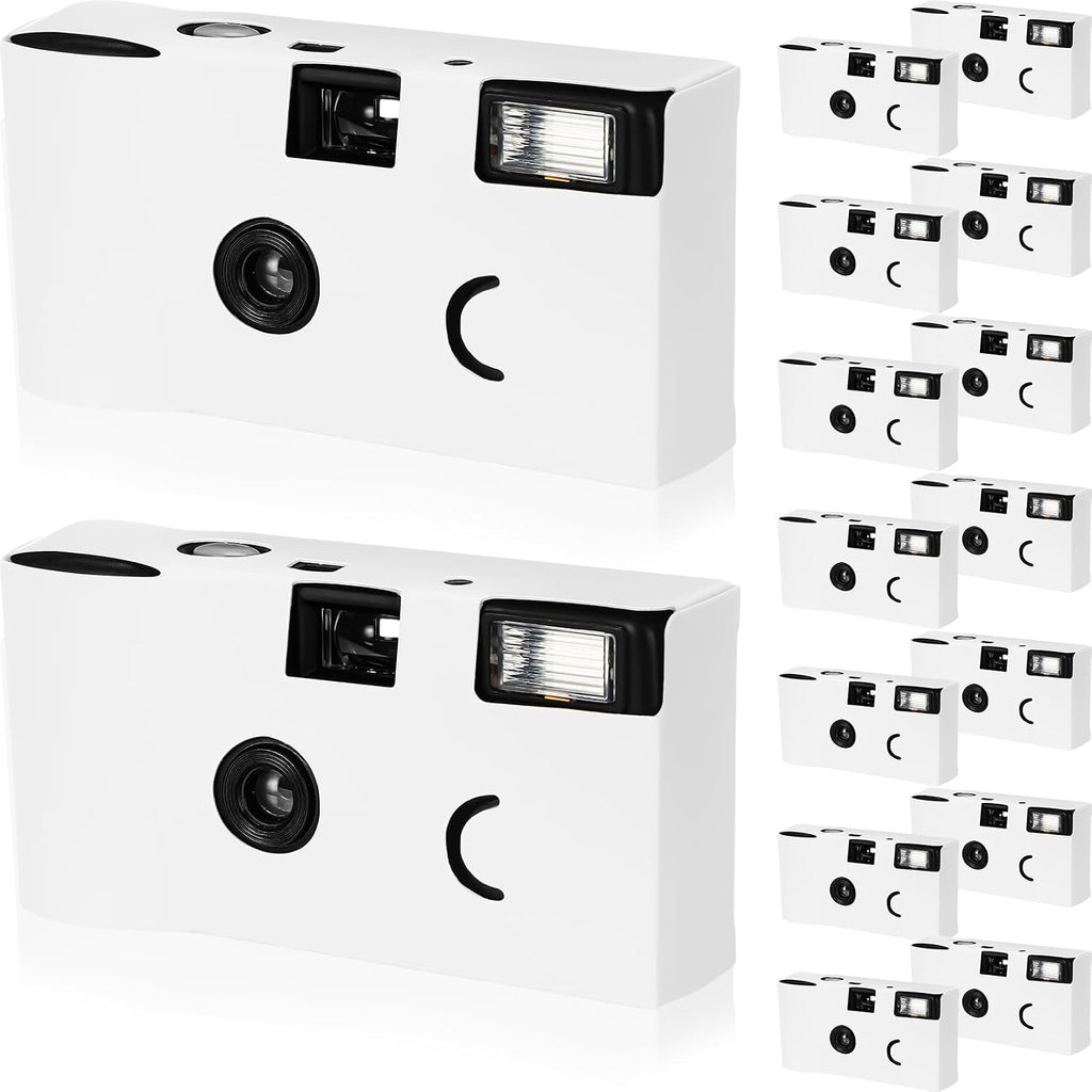 Kanayu 14 Packs DIY Disposable Cameras Bulk, White Single Use Camera with 35mm Iso 400 Film Bright Flash for Weddings, Baby Showers, Birthday Parties Anniversary Events, Easy to Use, Vintage