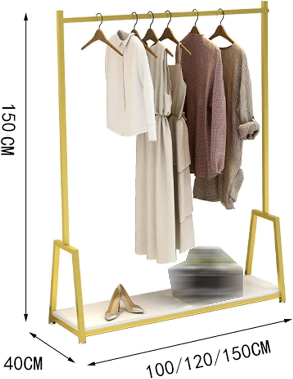 Heavy Duty Garment Rack Retail Display Clothing Rack Heavy Duty Metal Garment Rack with Wooden Shelves Freestanding Coat Rack Large Capacity Closet Organization (120x40x150CM)