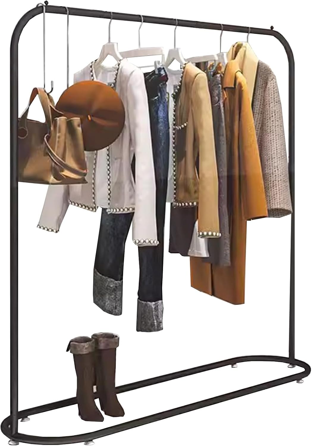 Heavy Duty Coat Rack, Garment Rack Modern Black Metal Clothes Rail for Hanging Clothes Commercial Heavy Duty Clothing Rack Freestanding Retail Display Rack Easy to Assemble (100X40X145CM)