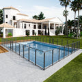 Metal Swimming Pool Fence 36.75ft (L) × 40in (H) with 16 Panels, in Ground Pool Safety Fence, Protective Barrier with Reinforced Stakes, Compatible with Patios & Gardens, Black-Silver