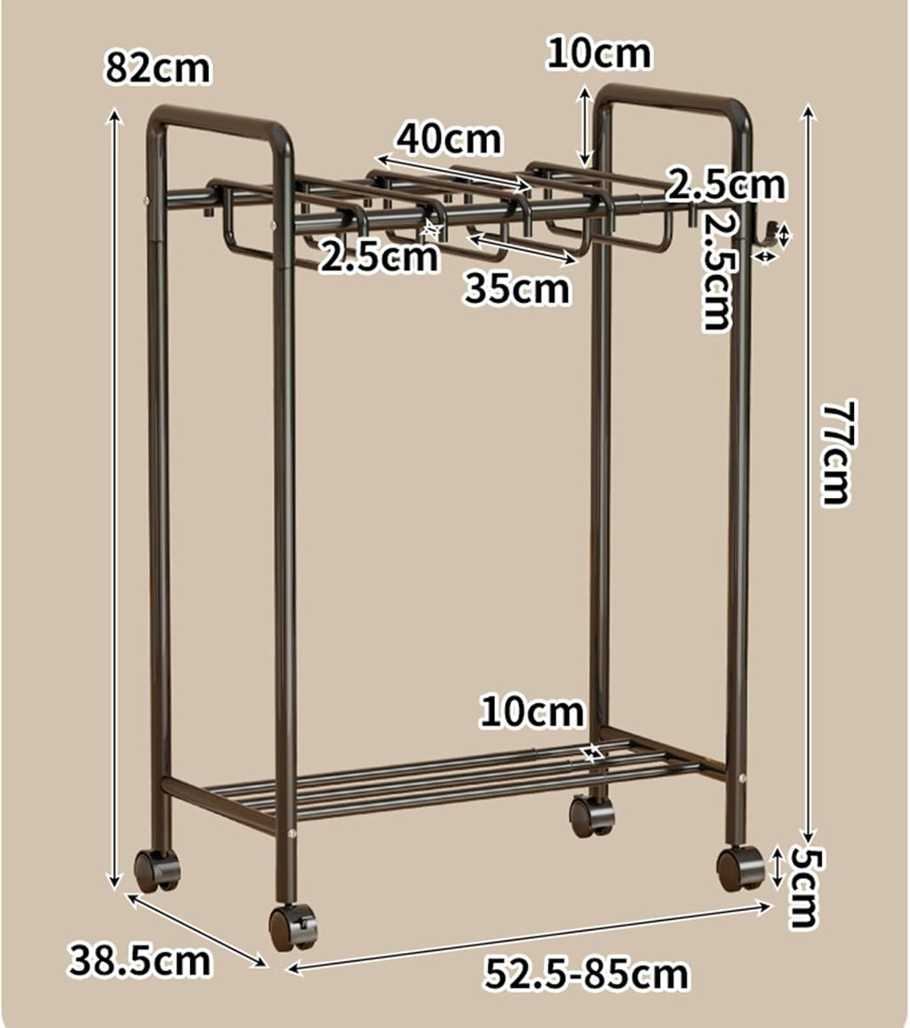 Freestanding Garment Rack with Casters, Movable Trouser Hanger & Multifunctional Storage for Bedroom, Ideal Slacks Organizer, Stylish White Design