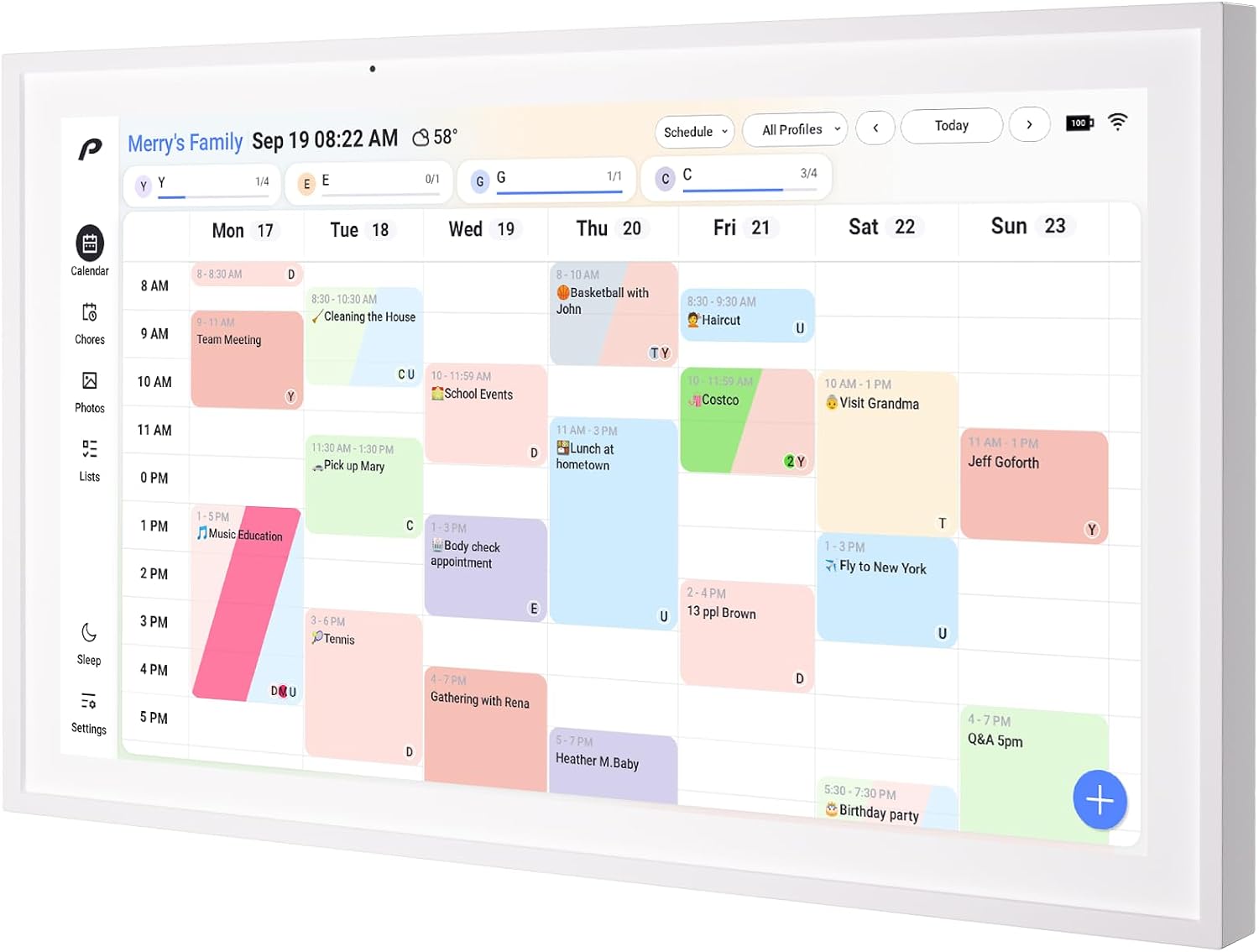 Digital Calendar, 15.6 inch Wall Planner & Chore Chart, Rechargeable Full HD Touchscreen Display, Portable Smart Family Organizer, Event Planner, Desk and Wall mountable, Perfect for Family Schedules - No Subscription (Free Magic Import)