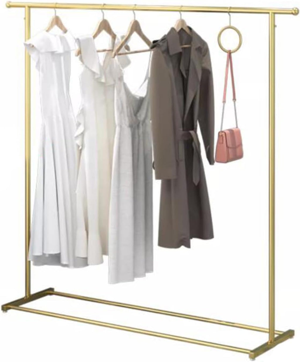 Clothes Garment Rack Freestanding, Single Rod, Clothes Rail with Storage Shelf, Clothing Organization for Bedroom, Laundry Room, Load Capacity 220lbs(80x40x150cm)