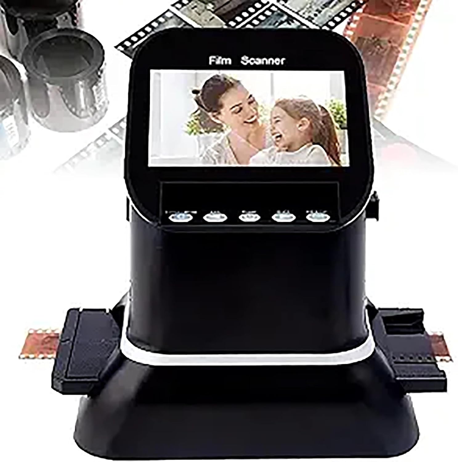 Digital Film and Slide Scanner, Film Digitizer Converter, Supports 5 Film Formats, 120 High Resolution, Digital Converter 1080p to 35mm, 135,126,127 Negative and Slides