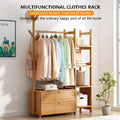 Wooden Coat Stand, Free-Standing Garment Rack, Clothings Organizer, Storage Shoe Rack, 80X30X138CM