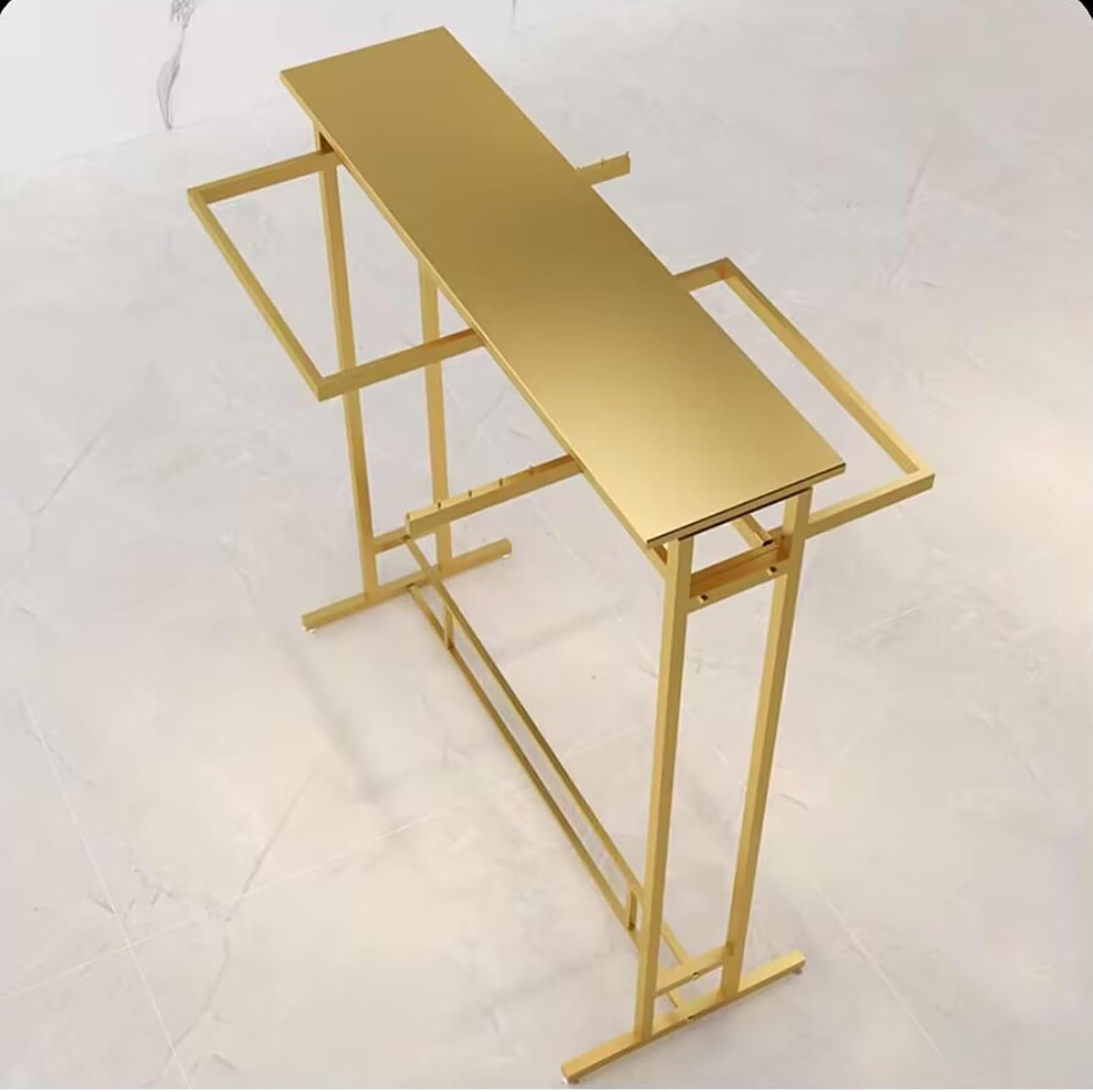 Heavy Duty Pipe Clothes Rack, Clothing Display Stand For Boutiques/Retail Shops/Home Storage, Clothing Store Modern Garment Rack, Free Standing Metal Garment Rack Suit Shirt Display Stand(Gold,150x50x