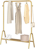 Heavy-Duty Metal Clothing Rack with Bottom Shelf - Versatile Garment Rack for Shirts, Jeans, Coats, and More - Sturdy Storage Solution for Organized Closets