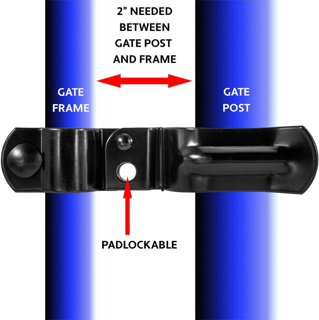 Black 1-3/8' x 1-7/8' Heavy Duty Fork Latch - Pressed Steel - Powder Coated - CASE Qty 10