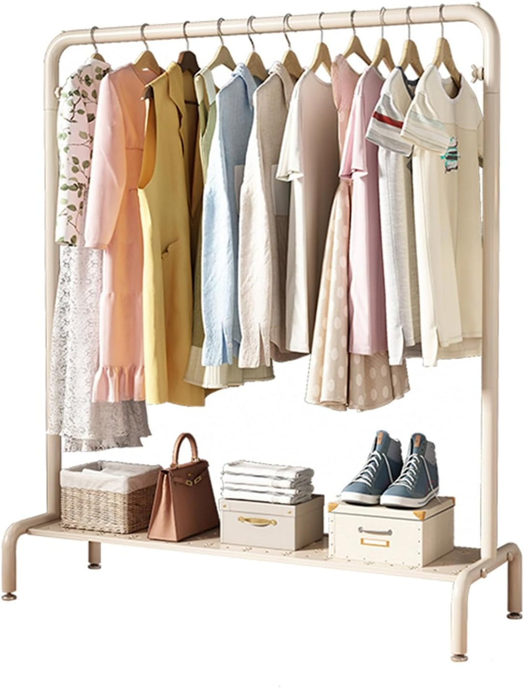 Fashion Clothing Garment Rack, Freestanding Clothes Rail with Metal Shelf, Clothes Organization for Bedroom, Laundry Room, Boutique, Adjustable Feet(60x40x130cm)