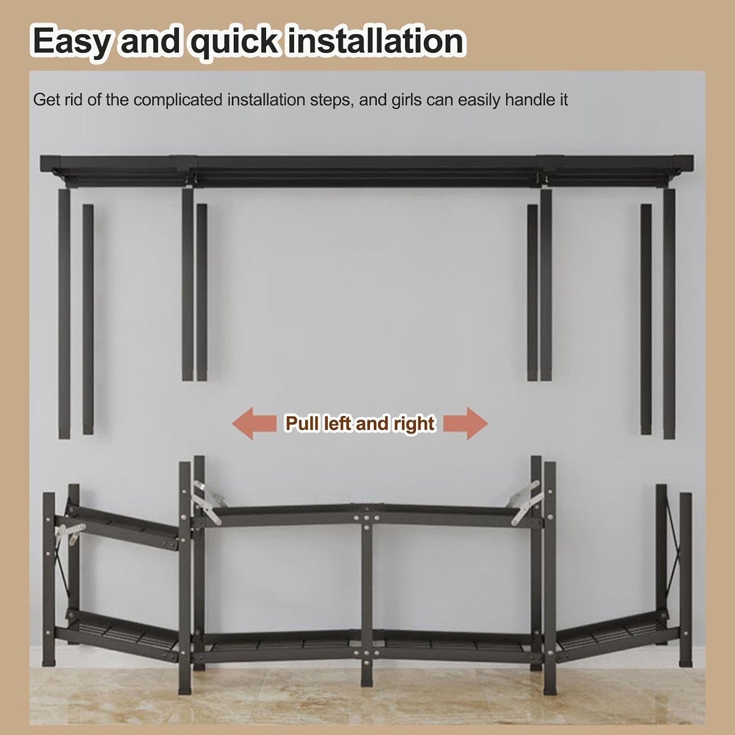 Collapsible Clothes Storage Organizer, Portable Closet Wardrobe with Cover Freestanding Garment Rack Cabinet, for Home and Retail,Load Capacity 1100lbs(A59in)
