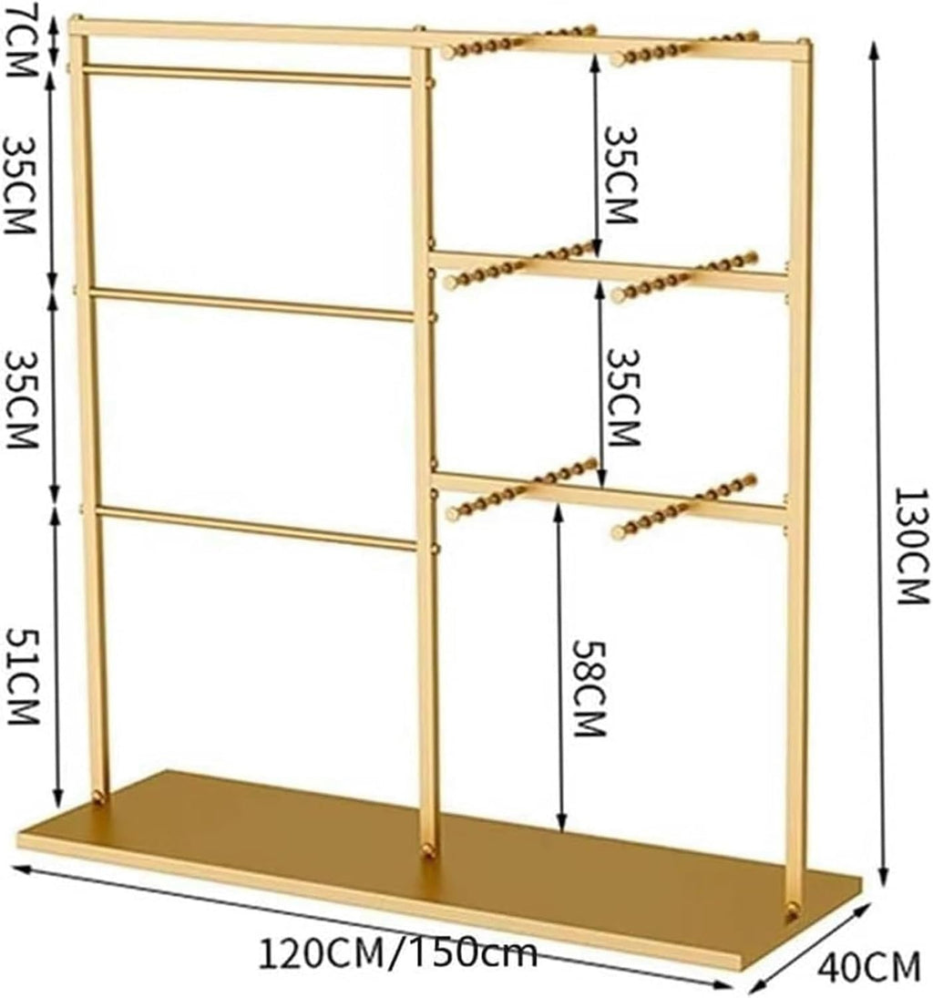 Commercial Clothes Rail Garment Rack, Underwear Display Stands, Freestanding Lingerie Organizer Clothing Store Boutiques Retail Shelves for Socks Bra Pantie(Gold-120x40x130cm