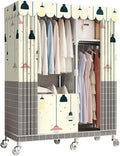 Rolling Garment Rack With Cover And Wheels Metal Clothing Rack For Hanging Clothes Freestanding Wardrobe Closet With 2 Shelves & 2 Hanging Rods For Bedroom (Color : A, Size : 102x45x170cm)