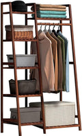 Bamboo Coat Rack with 7 Shelves and Hanging Rod Freestanding Garment Rack for Bedroom Closet Max Load 220lbs