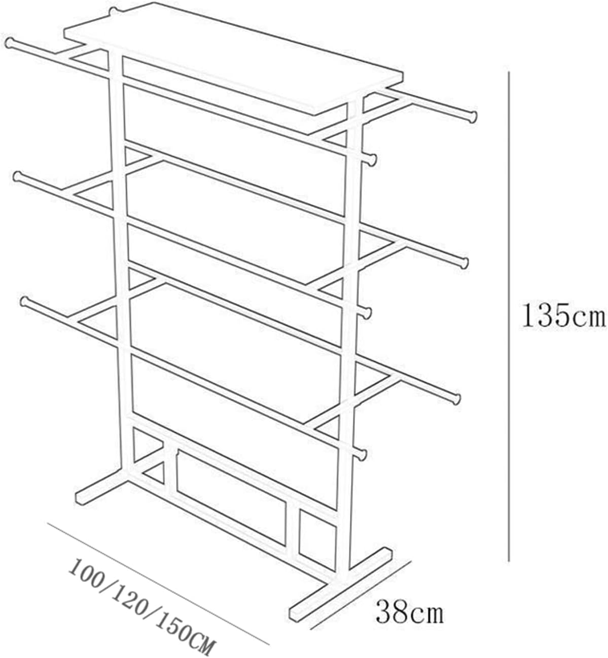 Display Stand Underwear Display Stands, Freestanding Lingerie Garment Rack for Clothing Store/Boutiques/Retail Store, Metal Commercial Shelves for Socks Bra(White-120x38x135cm