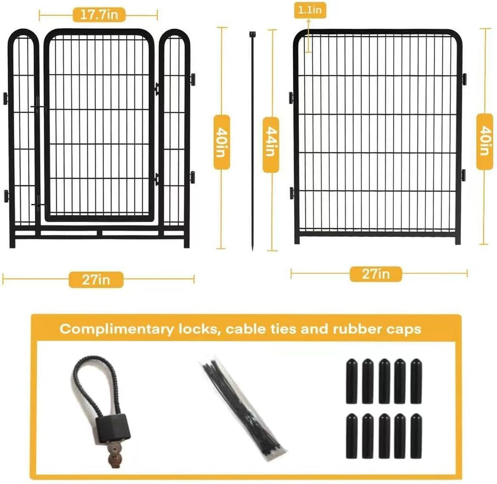 Getlay Dog Fence Outdoor 40inch 8 Panels with Door, Puppy Playpen Indoors, Metal Dog Pen Heavy Duty Pet Puppy Exercise Pen for Rv Camping Garden Yard, Wide Door Low Threshold Total 17.7 Ft Long