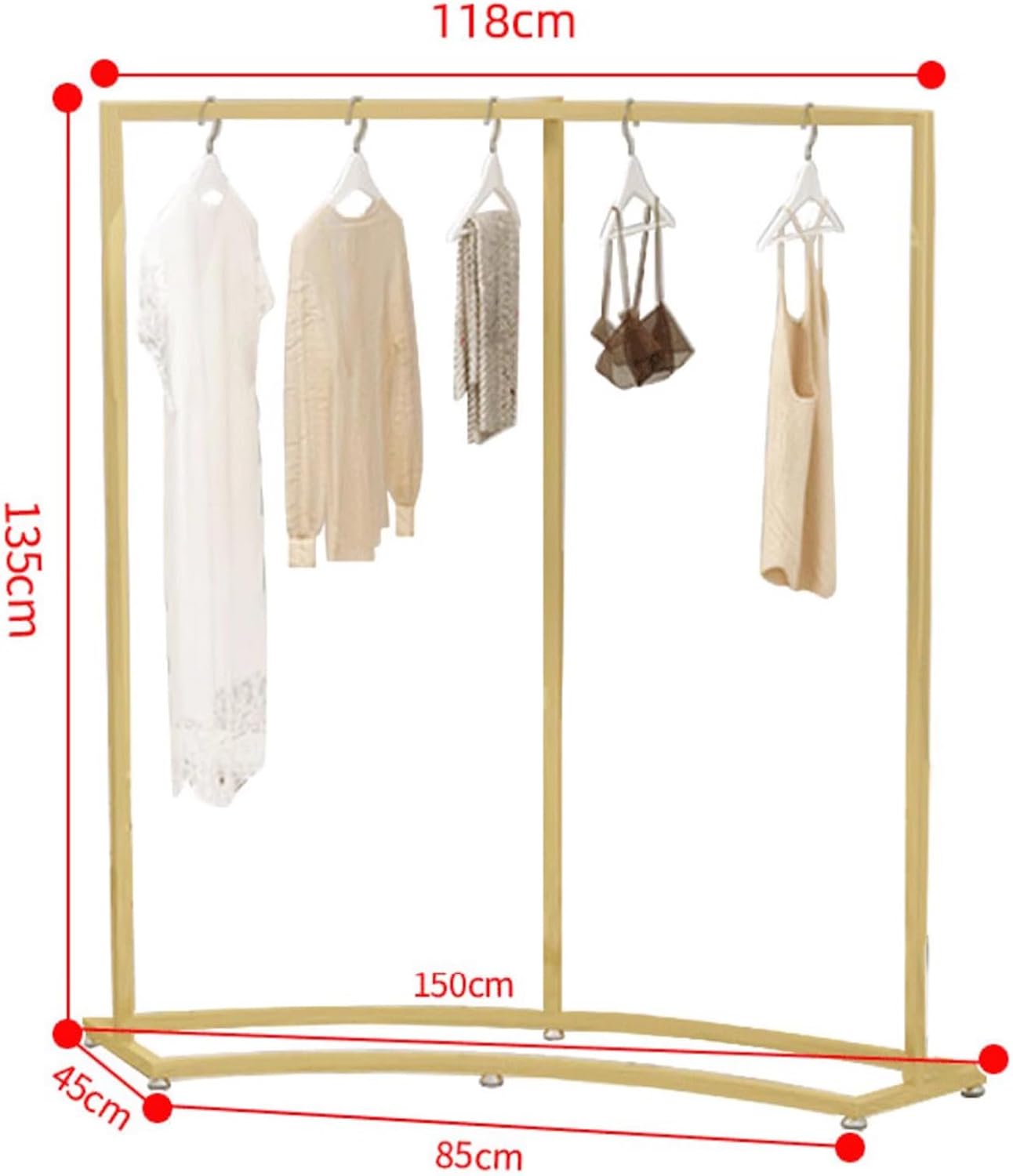 Heavy Duty Coat Rack, Garment Rack Freestanding Metal Clothing Rack with Curved Base Design, Heavy Duty Clothes Rail for Clothing Store Commercial Home (85X45X135CM)