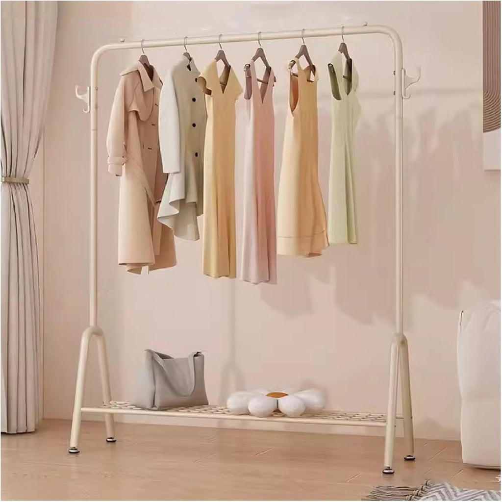 Heavy Duty Metal Clothing Rack with Shelves Free Standing Garment nizer for Boutique Store White (120x33x147cm)