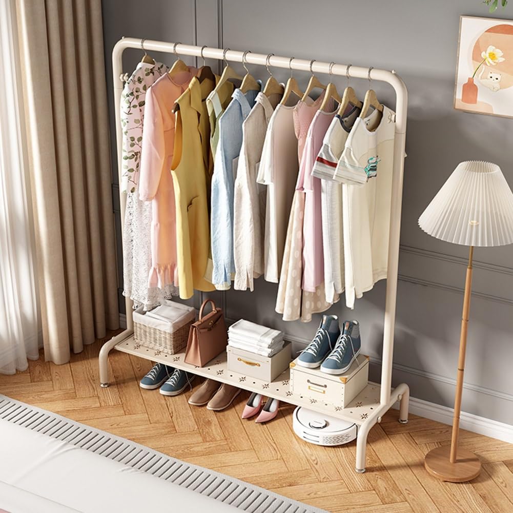 Fashion Clothing Garment Rack, Freestanding Clothes Rail with Metal Shelf, Clothes Organization for Bedroom, Laundry Room, Boutique, Adjustable Feet(60x40x130cm)