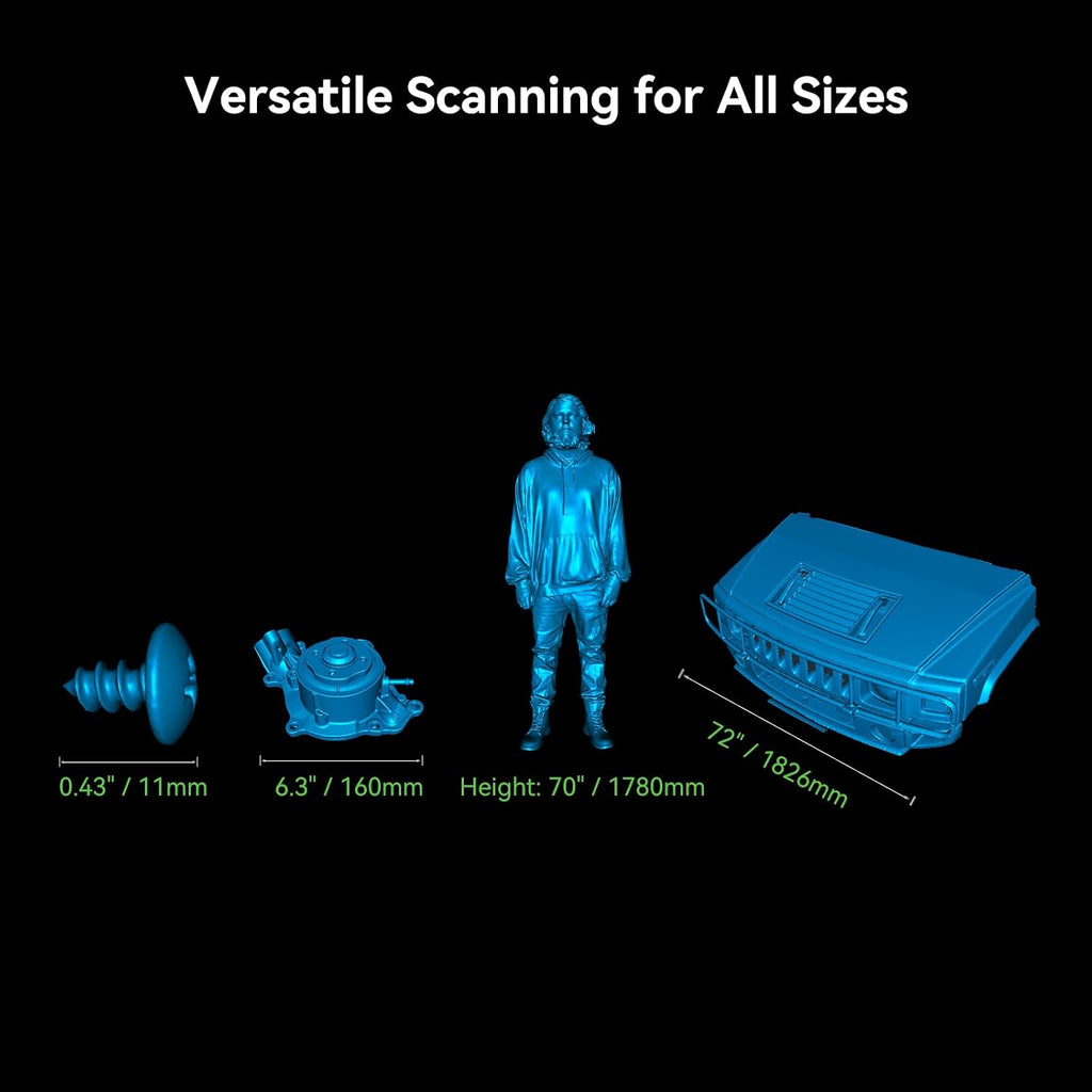 Creality CR-Scan Raptor 3D Scanner, 60fps Blue Laser & NIR, 0.02mm Accuracy, 24-Bit Color, Scans 5-2000mm Objects, Anti-Shake Tracking for Windows macOS